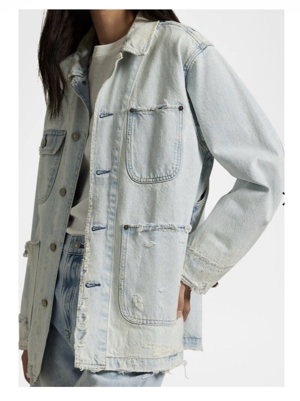 Women’s Polo Ralph Lauren Distressed Denim Utility Jean Jacket Size Large